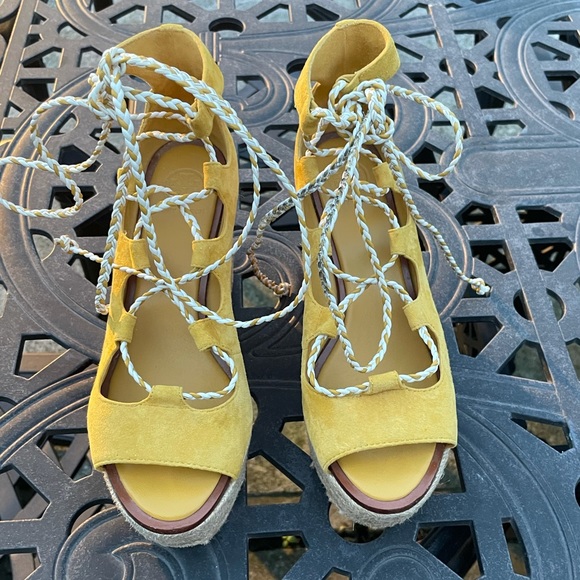 Tory Burch Positano Lace-Up Platform Espadrille, Sz 7 - Picture 5 of 9